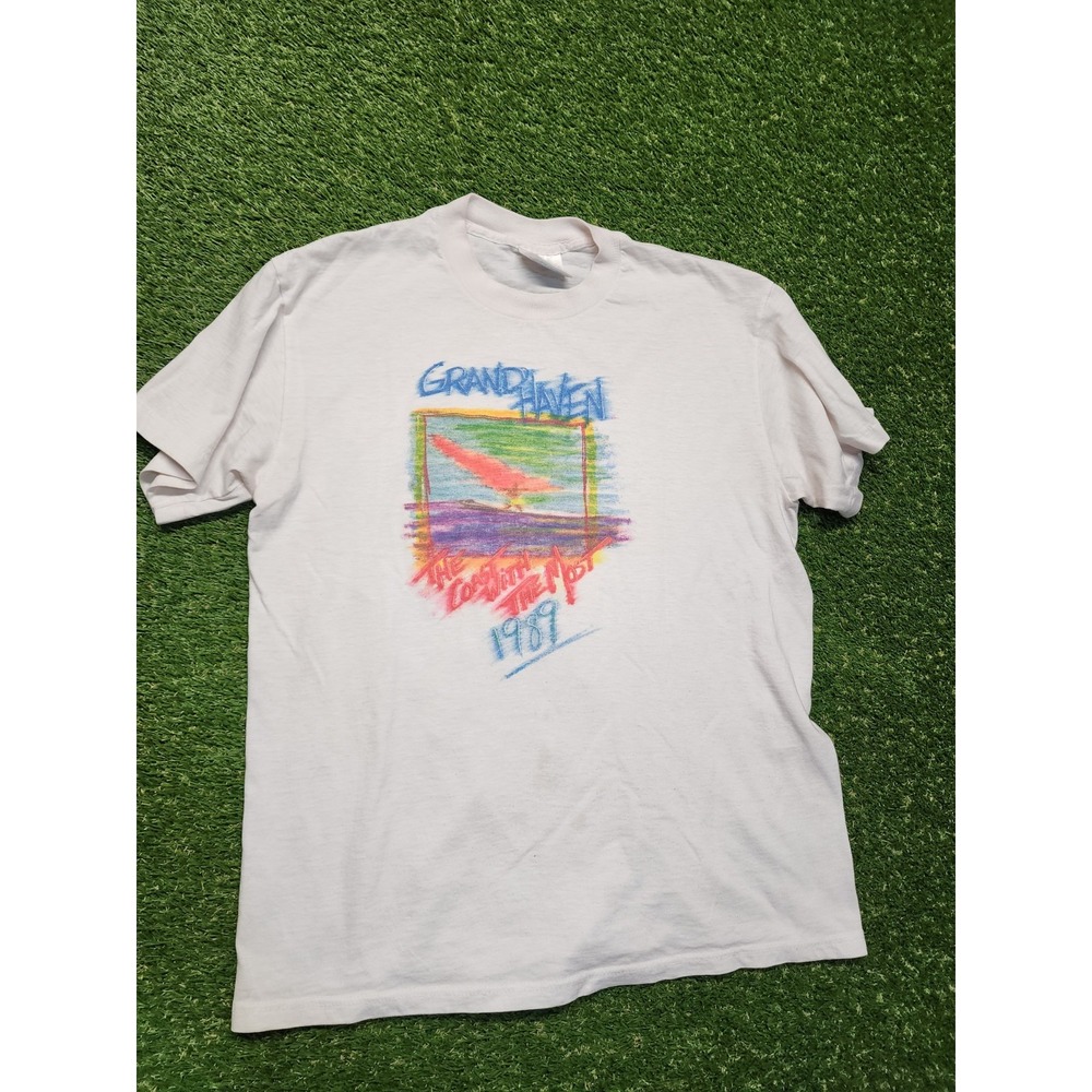 Vintage Grand Haven Michigan T-Shirt Large 80s 90s 1989 White